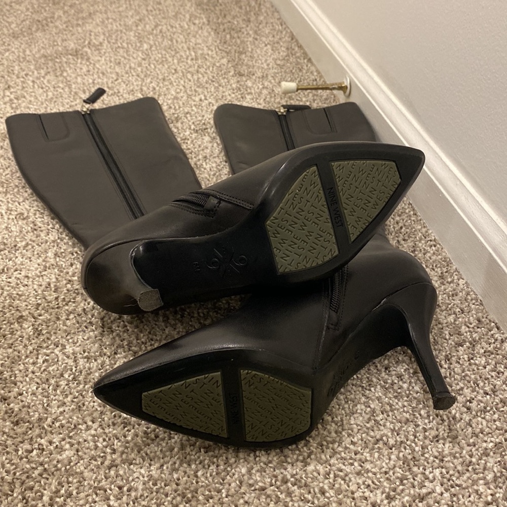 Nine West: Black Knee High Heeled Boots - Picture 8 of 15